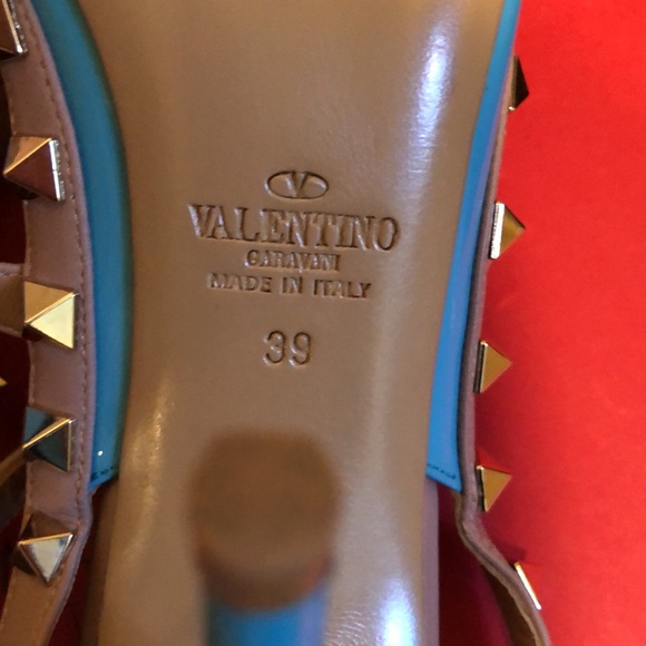 Valentino Rockstud Studded T-strap Cage Sandal Pumps Size 39 - Picture 11 of 14